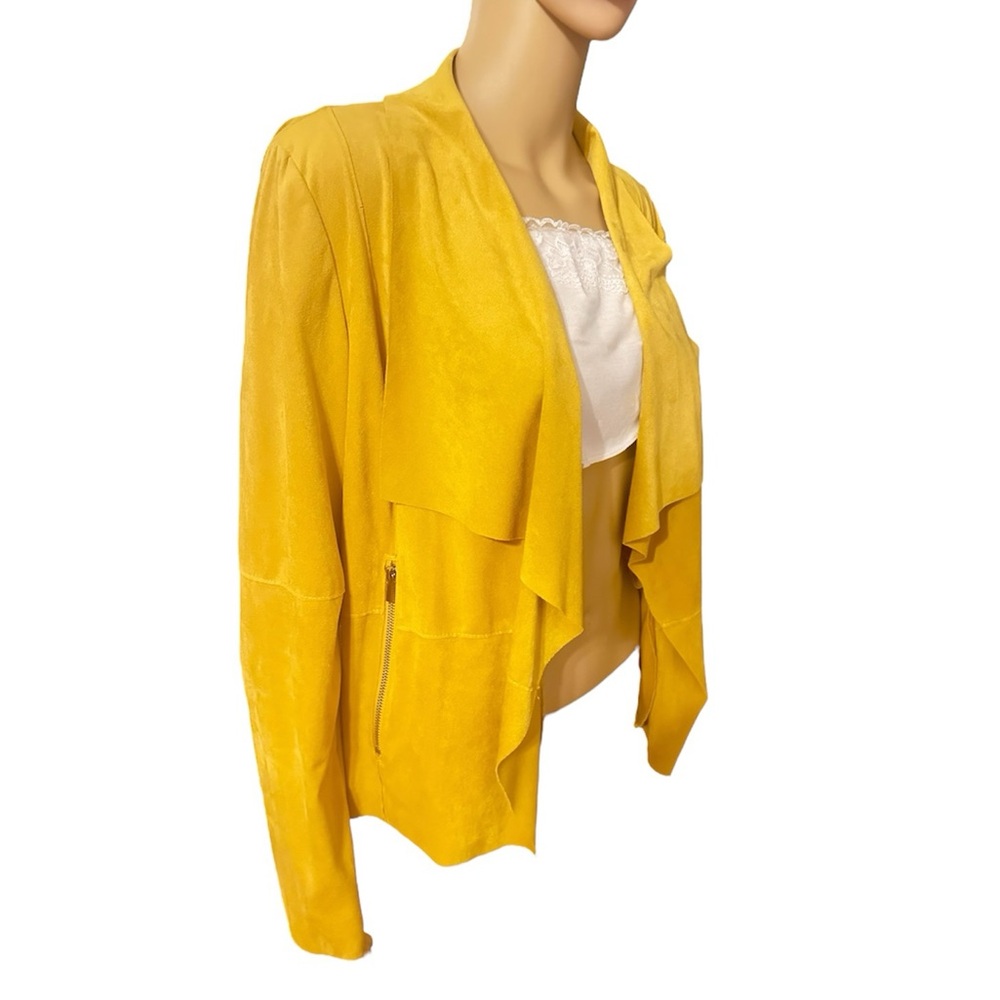 NWOT Faux-Suede Drape-Front Jacket by Bagatelle - Saffron / Mustard Yellow